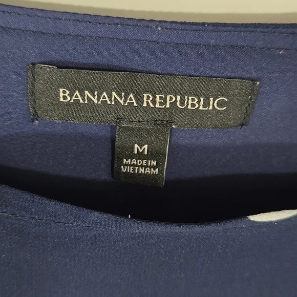 {Banana Republic} Women's Navy Blue White Polka Dot Blouse - Size Medium - Picture 10 of 11